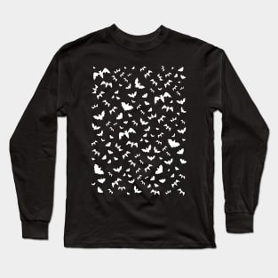 WHITE Bats Flying Long Sleeve T-Shirt